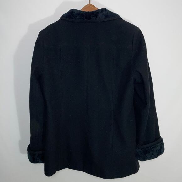 St. John's Bay Wool Coat w/ Faux Fur Trim - Women's Size XL - 100% Wool - Picture 3 of 11